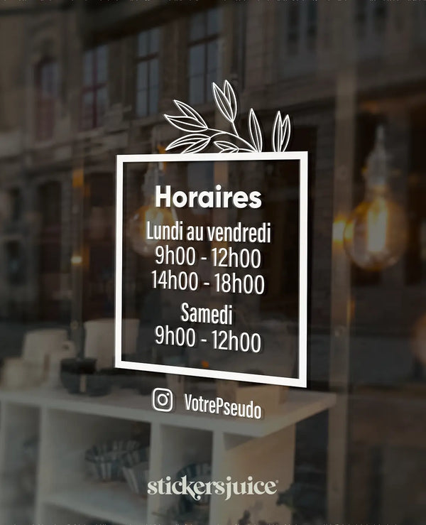 Stickers horaires d'ouverture vitrine