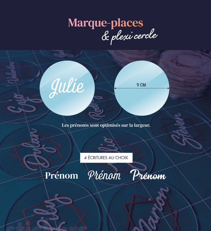 Marque-places mariage plexi rond – Stickersjuice