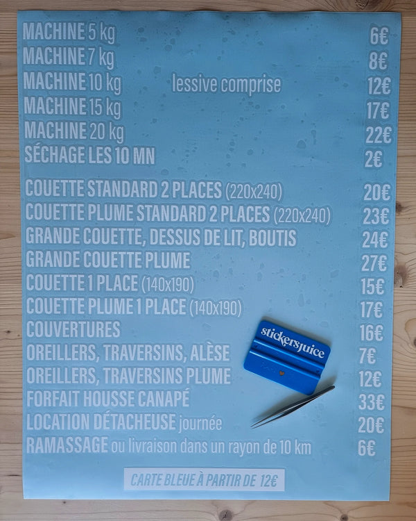 Lettrages tarifs & stand