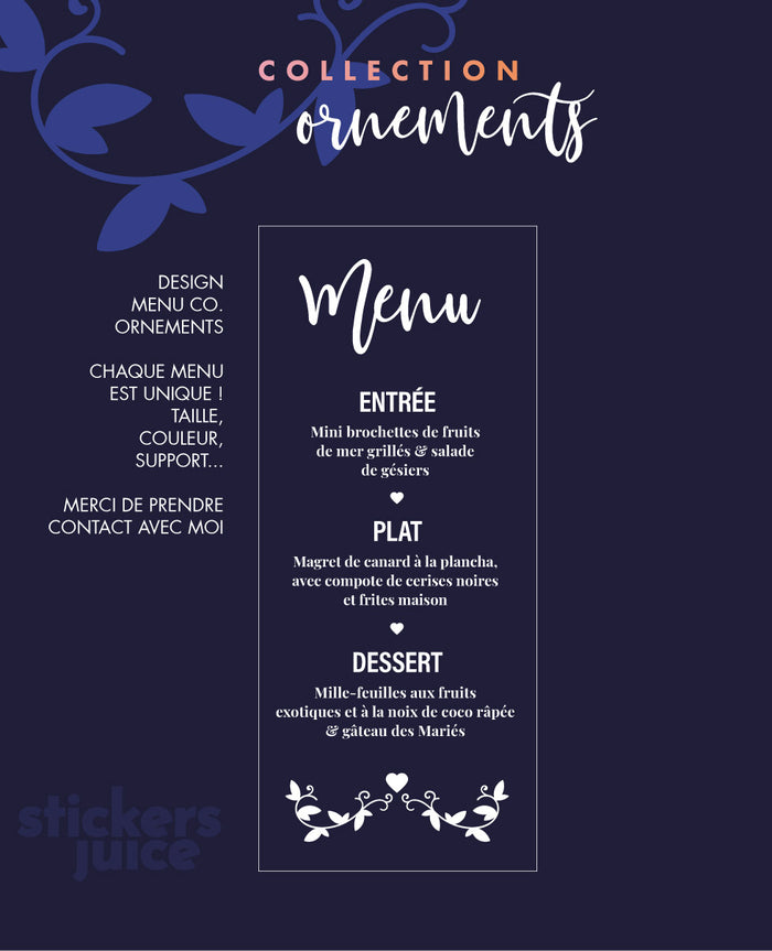 Menu mariage personnalisé – Stickersjuice