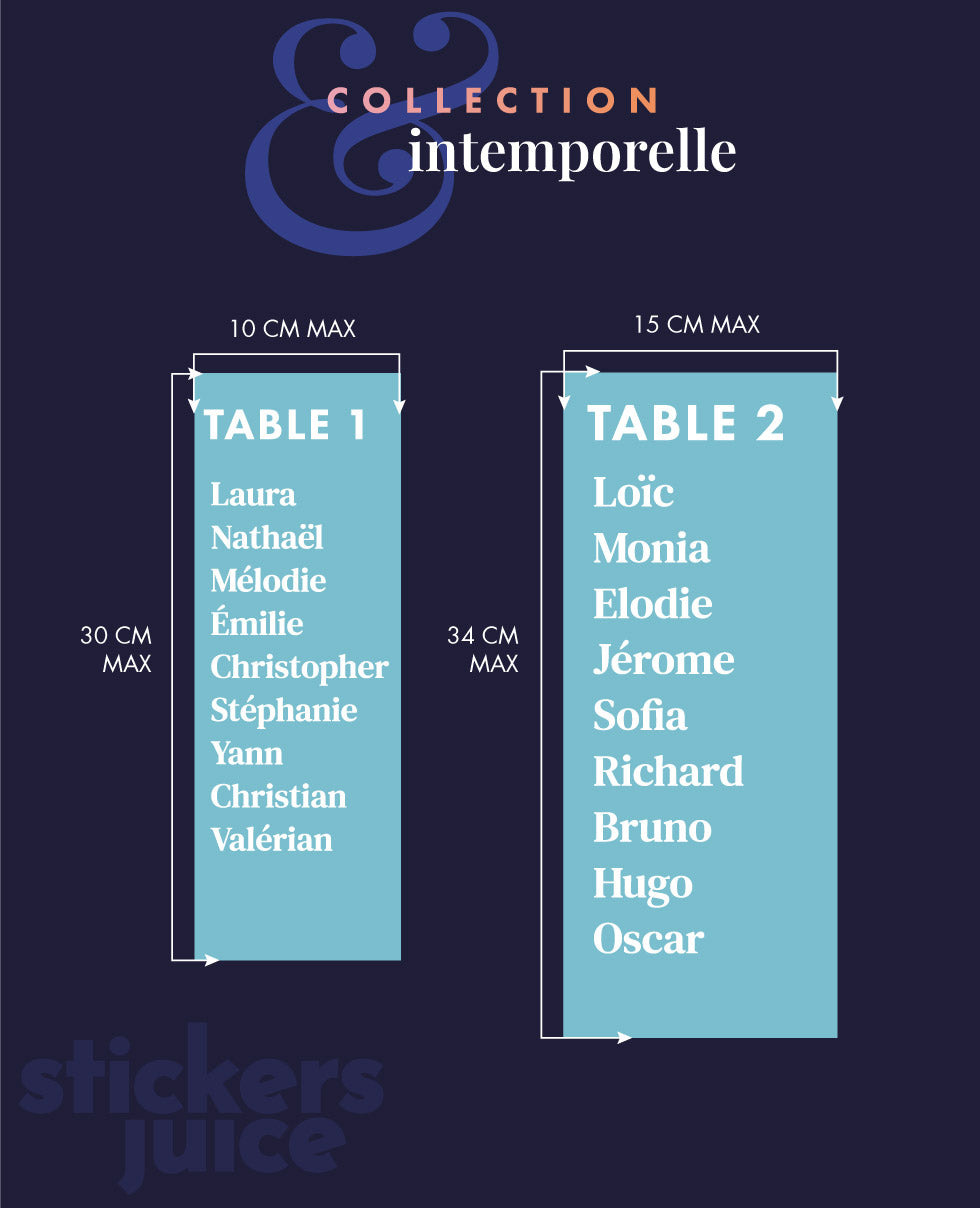 Stickers plan de table mariage pour miroir – Stickersjuice
